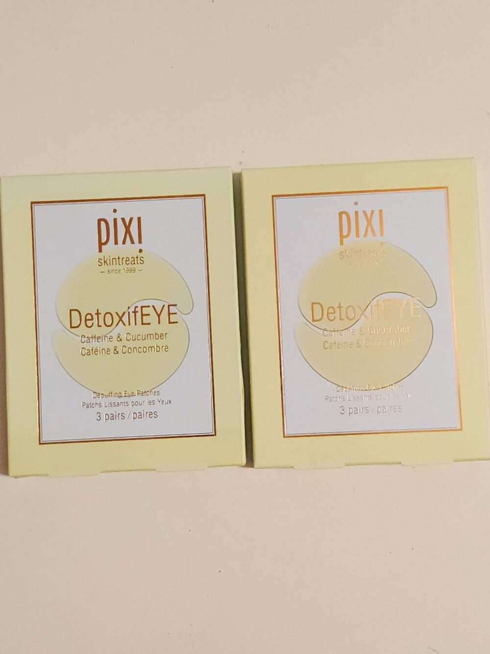 Pixi DetoxifEYE Caffeine and Cucumber Eye Patches BNIP 2 Packages 3 Pairs Per